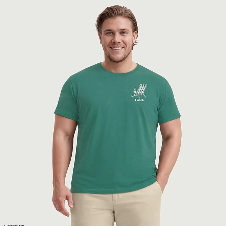 IZOD Mens Crew Neck Short Sleeve Classic Fit Big and Tall Graphic T-Shirt