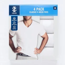 IZOD Mens 4 Pack Short Sleeve V Neck T-Shirt