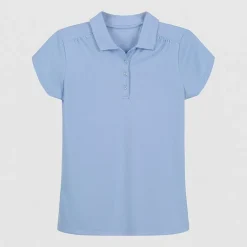 IZOD Performance Mesh Little & Big Kid Girls Short Sleeve Regular Fit Wrinkle Resistant Moisture Wicking Polo Shirt