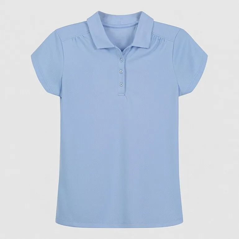IZOD Performance Mesh Little & Big Kid Girls Short Sleeve Regular Fit Wrinkle Resistant Moisture Wicking Polo Shirt