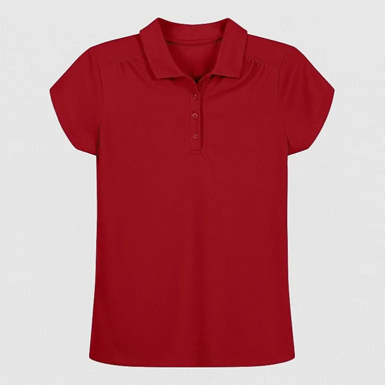 IZOD Performance Mesh Little & Big Kid Girls Short Sleeve Regular Fit Wrinkle Resistant Moisture Wicking Polo Shirt