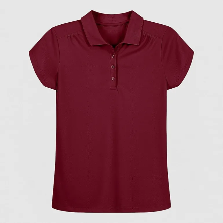 IZOD Performance Mesh Little & Big Kid Girls Short Sleeve Regular Fit Wrinkle Resistant Moisture Wicking Polo Shirt