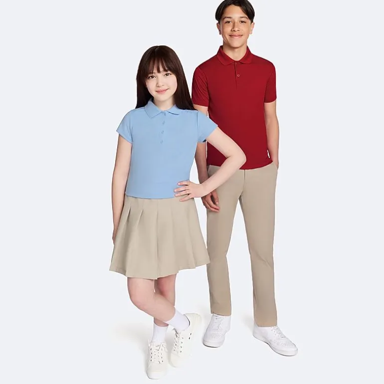 IZOD Performance Mesh Little & Big Kid Girls Short Sleeve Regular Fit Wrinkle Resistant Moisture Wicking Polo Shirt