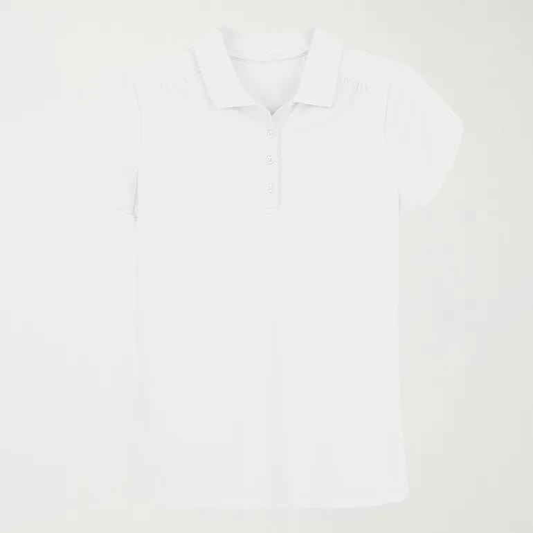 IZOD Performance Mesh Little & Big Kid Girls Short Sleeve Regular Fit Wrinkle Resistant Moisture Wicking Polo Shirt