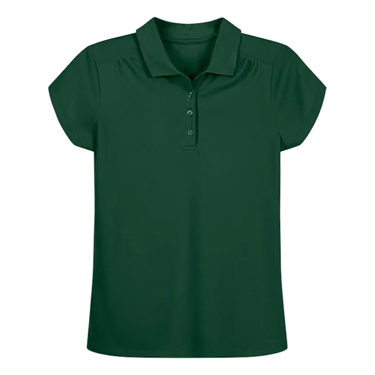 IZOD Performance Mesh Little & Big Kid Girls Short Sleeve Regular Fit Wrinkle Resistant Moisture Wicking Polo Shirt