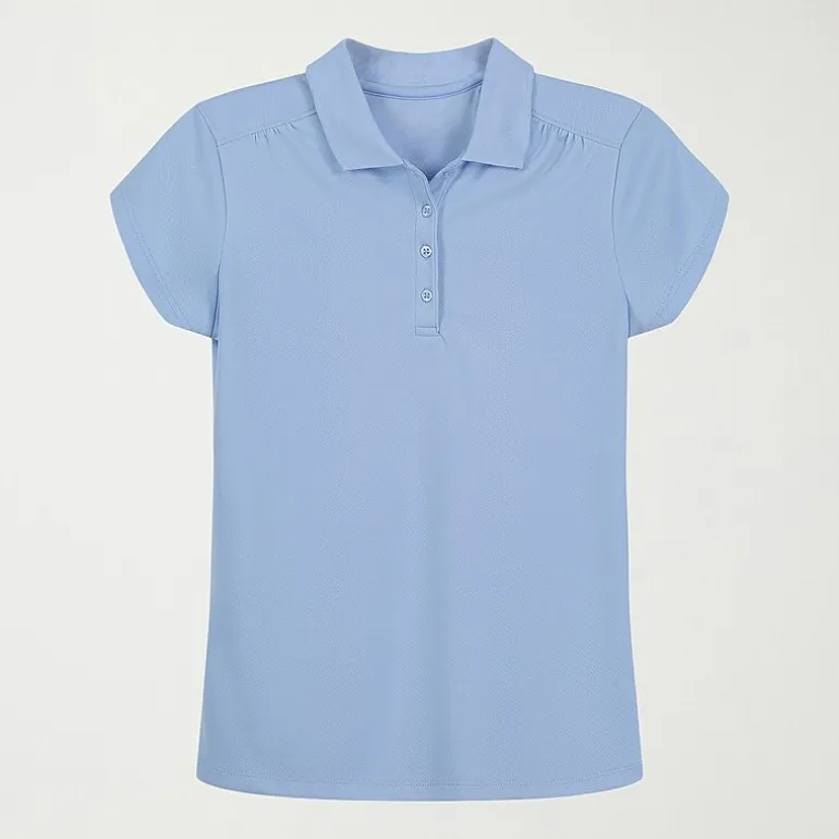 IZOD Performance Mesh Little & Big Kid Girls Short Sleeve Regular Fit Wrinkle Resistant Moisture Wicking Polo Shirt