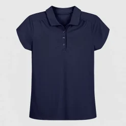 IZOD Performance Mesh Little & Big Kid Girls Short Sleeve Regular Fit Wrinkle Resistant Moisture Wicking Polo Shirt
