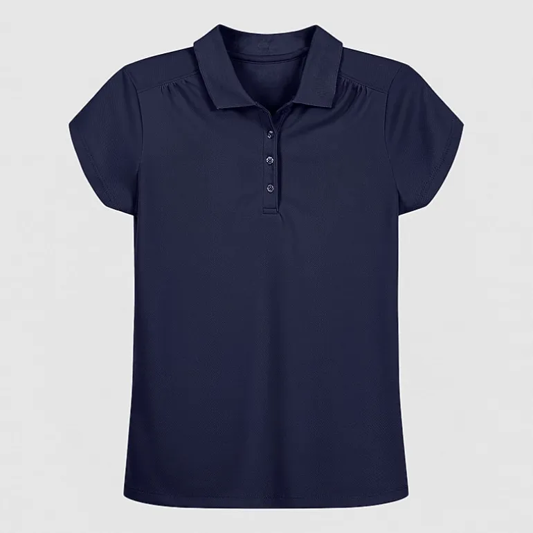 IZOD Performance Mesh Little & Big Kid Girls Short Sleeve Regular Fit Wrinkle Resistant Moisture Wicking Polo Shirt