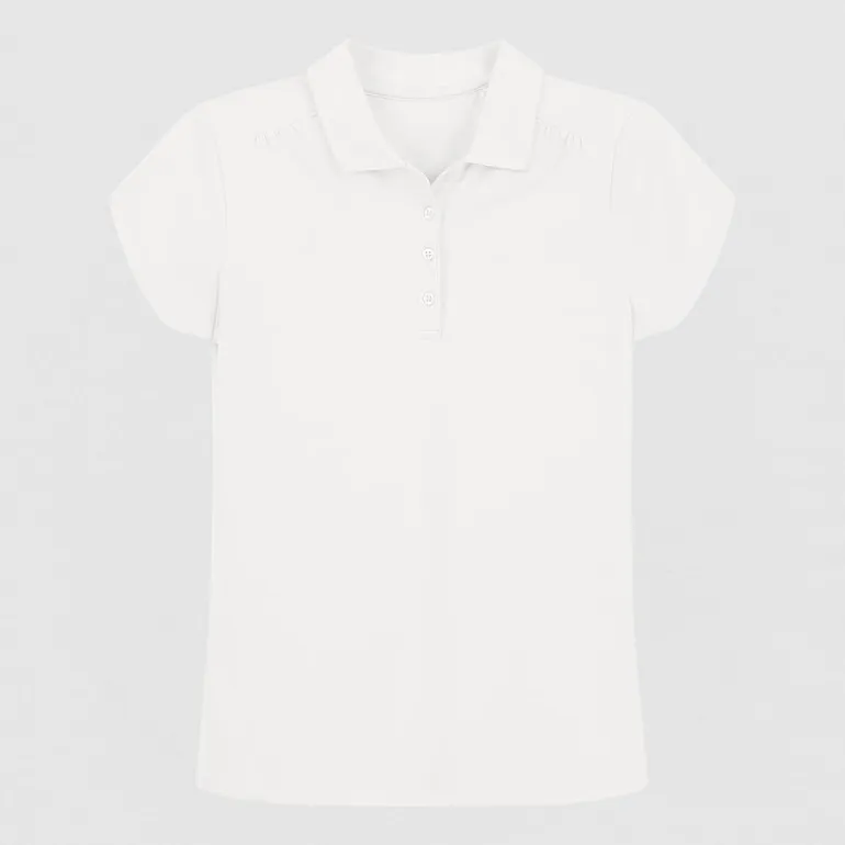 IZOD Performance Mesh Little & Big Kid Girls Short Sleeve Regular Fit Wrinkle Resistant Moisture Wicking Polo Shirt