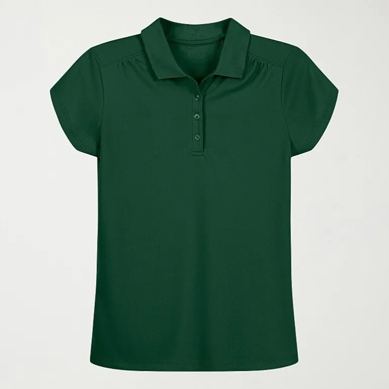 IZOD Performance Mesh Little & Big Kid Girls Short Sleeve Regular Fit Wrinkle Resistant Moisture Wicking Polo Shirt