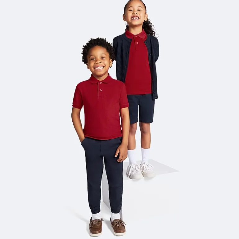IZOD Performance Mesh Little & Big Kid Girls Short Sleeve Regular Fit Wrinkle Resistant Moisture Wicking Polo Shirt