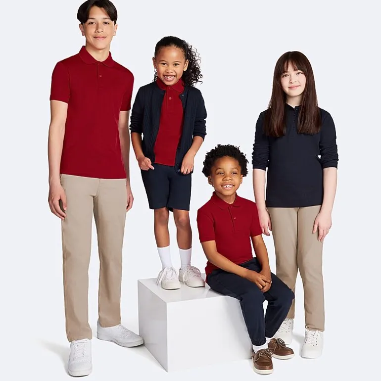 IZOD Performance Mesh Little & Big Kid Girls Short Sleeve Regular Fit Wrinkle Resistant Moisture Wicking Polo Shirt