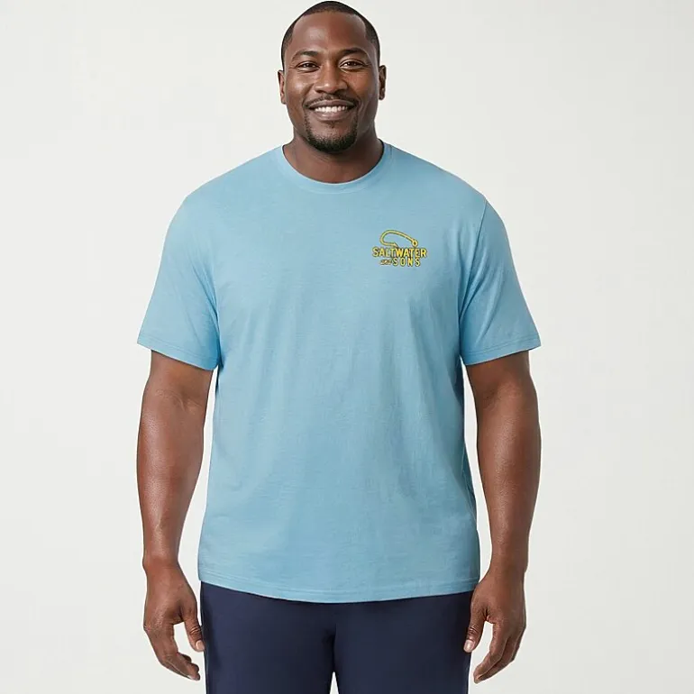 IZOD Saltwater Mens Crew Neck Short Sleeve Classic Fit Big and Tall Graphic T-Shirt