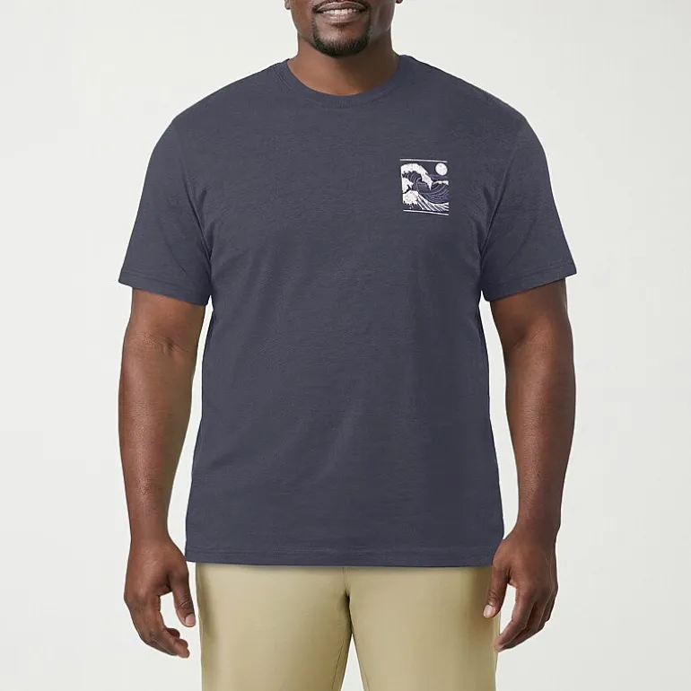 IZOD Saltwater Mens Crew Neck Short Sleeve Classic Fit Big and Tall Graphic T-Shirt