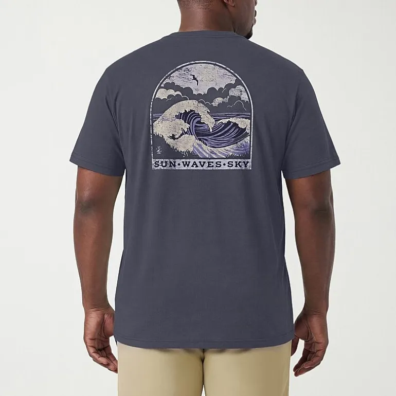 IZOD Saltwater Mens Crew Neck Short Sleeve Classic Fit Big and Tall Graphic T-Shirt