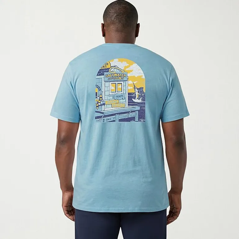 IZOD Saltwater Mens Crew Neck Short Sleeve Classic Fit Big and Tall Graphic T-Shirt