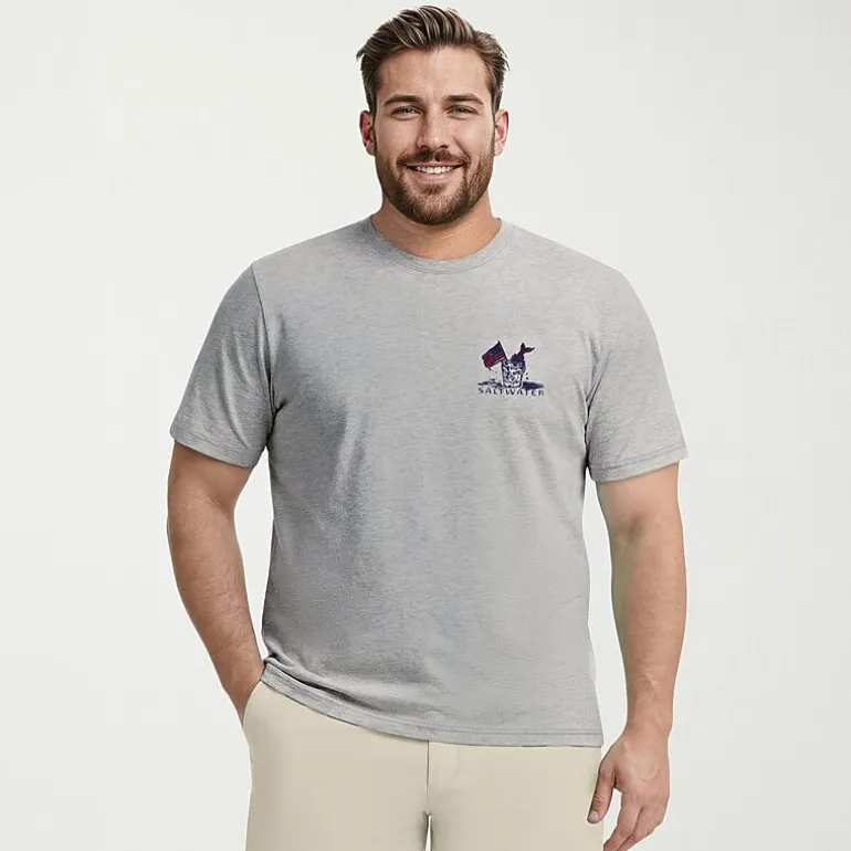 IZOD Saltwater Mens Crew Neck Short Sleeve Classic Fit Big and Tall Graphic T-Shirt