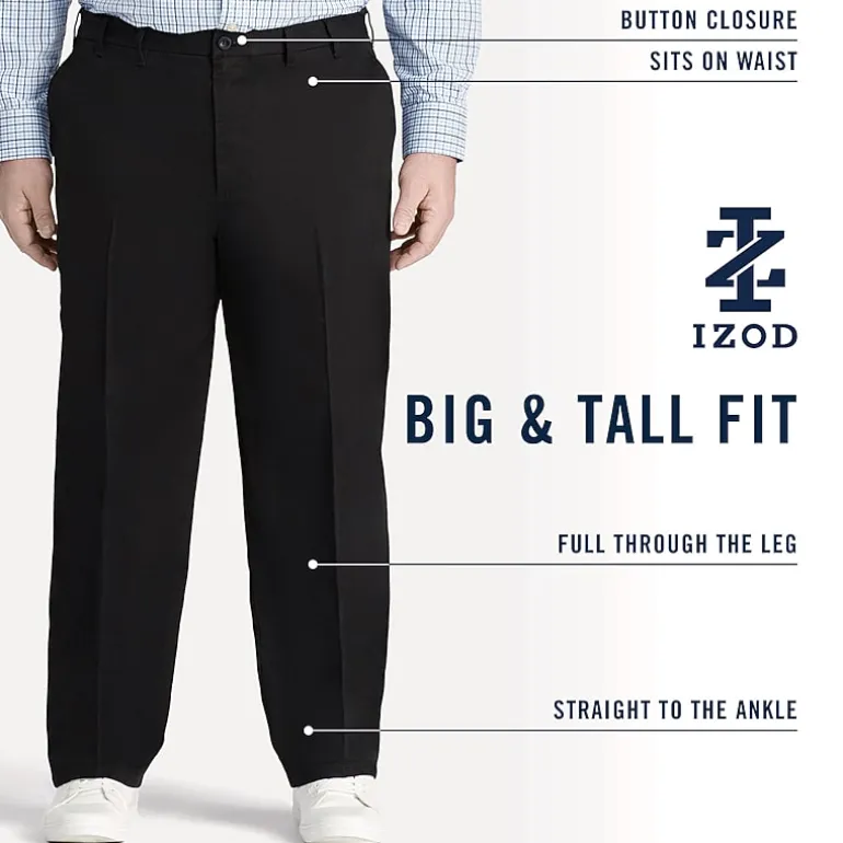 IZOD Sportflex Waistband Non Iron Performance Mens Straight Fit Big and Tall Flat Front Pant