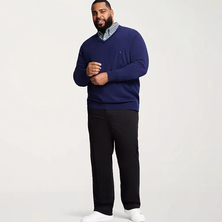 IZOD Sportflex Waistband Non Iron Performance Mens Straight Fit Big and Tall Flat Front Pant