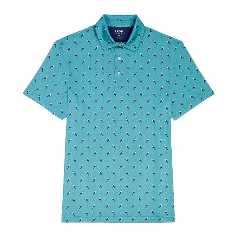 IZOD Swingflex Elite Fashion Print Mens Classic Fit Short Sleeve Polo Shirt