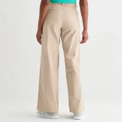 IZOD Womens Juniors Wide Leg Mid Rise Flat Front Pant