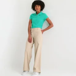 IZOD Womens Juniors Wide Leg Mid Rise Flat Front Pant