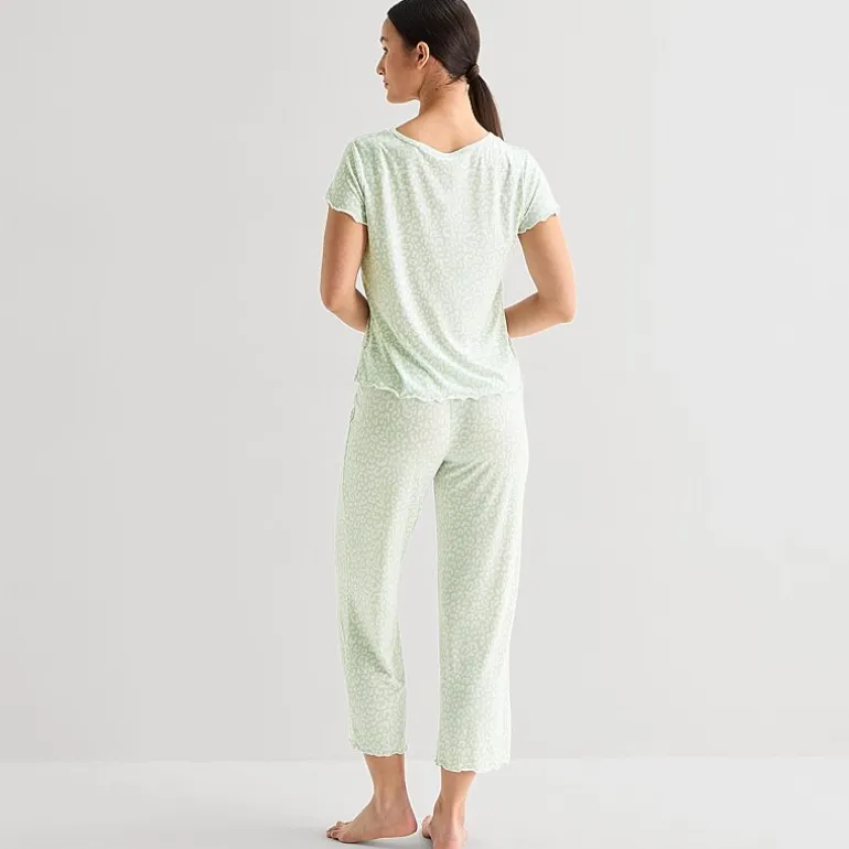 Jaclyn Womens Crew Neck Short Sleeve 2-pc. Pajama Set