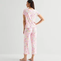 Jaclyn Womens Crew Neck Short Sleeve 2-pc. Pajama Set