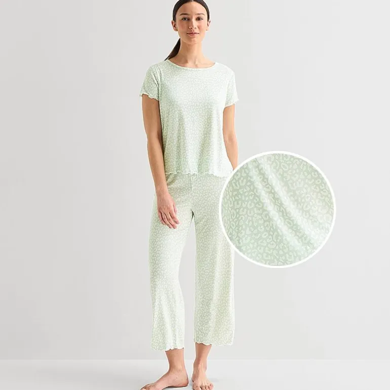 Jaclyn Womens Crew Neck Short Sleeve 2-pc. Pajama Set