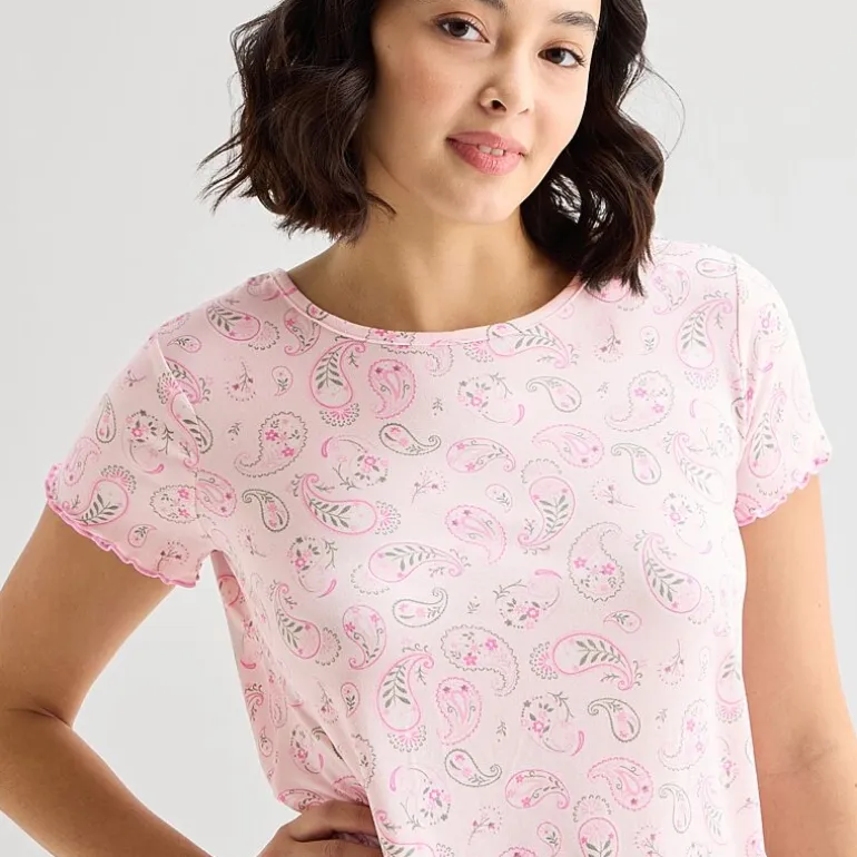 Jaclyn Womens Crew Neck Short Sleeve 2-pc. Pajama Set