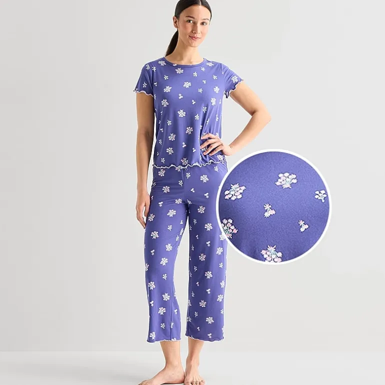Jaclyn Womens Crew Neck Short Sleeve 2-pc. Pajama Set