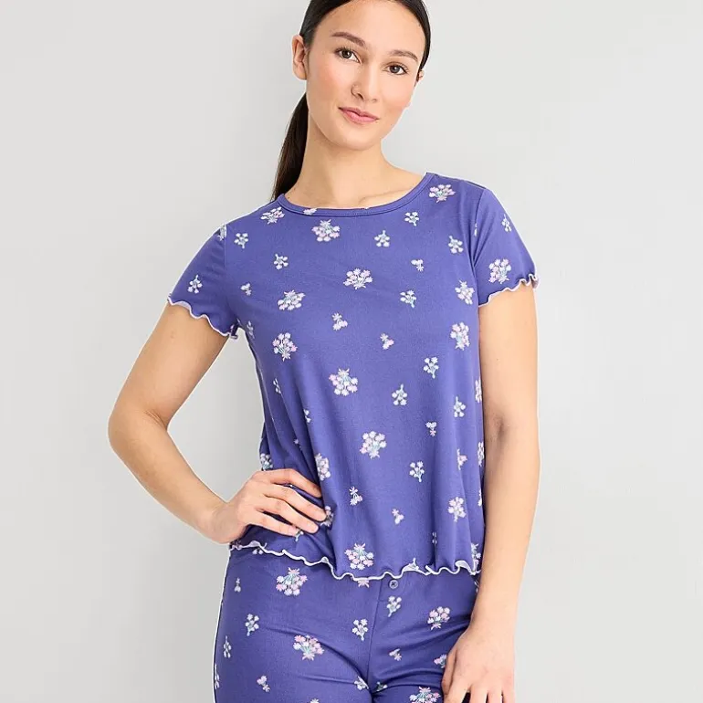 Jaclyn Womens Crew Neck Short Sleeve 2-pc. Pajama Set