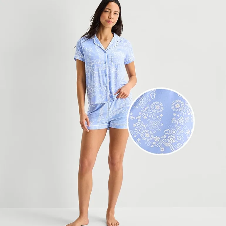 Jaclyn Womens Short Sleeve 2-pc. Pajama Set