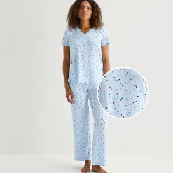 Jaclyn Womens V-Neck Short Sleeve 2-pc. Pajama Set