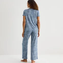 Jaclyn Womens V-Neck Short Sleeve 2-pc. Pajama Set