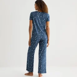 Jaclyn Womens V-Neck Short Sleeve 2-pc. Pajama Set