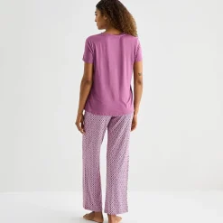 Jaclyn Womens V-Neck Short Sleeve 2-pc. Pajama Set