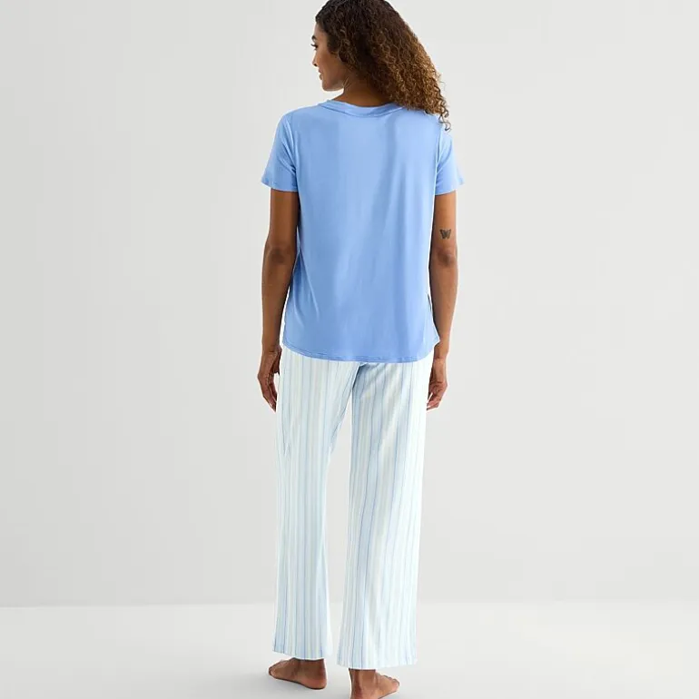 Jaclyn Womens V-Neck Short Sleeve 2-pc. Pajama Set