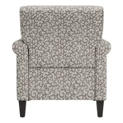 Jean Traditional Rolled Arm Accent Chair with Pewter Nailheads in Curly Vine Pattern
