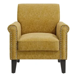 Jean Traditional Rolled Arm Accent Chair with Pewter Nailheads in Chenille