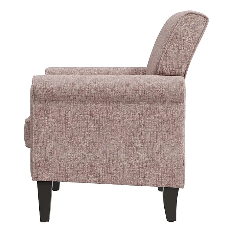 Jean Traditional Rolled Arm Accent Chair with Pewter Nailheads in Chenille