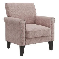 Jean Traditional Rolled Arm Accent Chair with Pewter Nailheads in Chenille