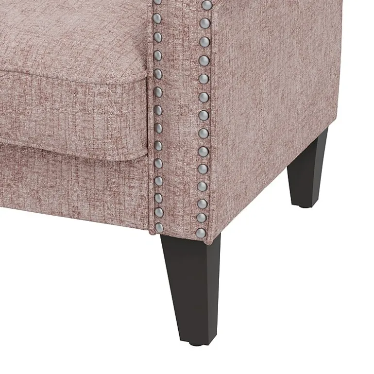 Jean Traditional Rolled Arm Accent Chair with Pewter Nailheads in Chenille
