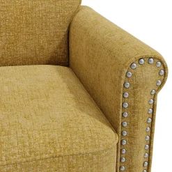 Jean Traditional Rolled Arm Accent Chair with Pewter Nailheads in Chenille