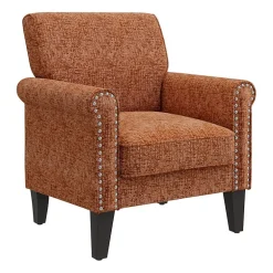 Jean Traditional Rolled Arm Accent Chair with Pewter Nailheads in Chenille