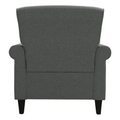 Jean Traditional Rolled Arm Accent Chair with Pewter Nailheads in Linen