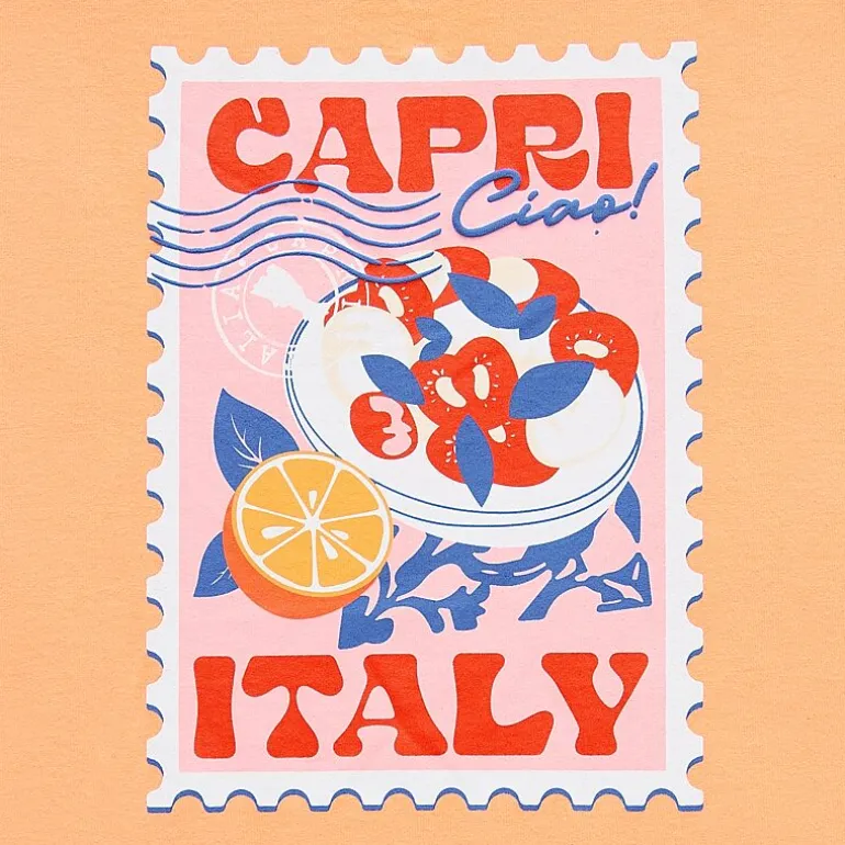 Jerry Leigh Capri Italy Womens Juniors Crew Neck Short Sleeve Regular Fit Graphic T-Shirt