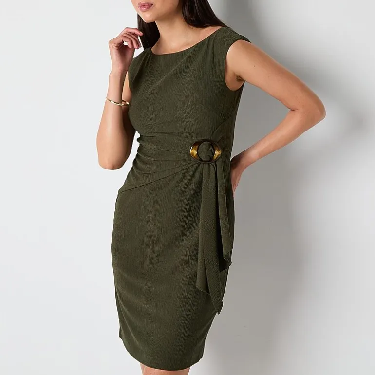 Jessica Howard Womens Boat Neck Sleeveless Sheath Dress