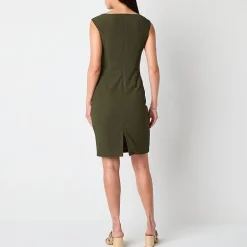 Jessica Howard Womens Boat Neck Sleeveless Sheath Dress