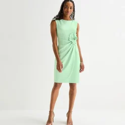 Jessica Howard Womens Boat Neck Sleeveless Sheath Dress